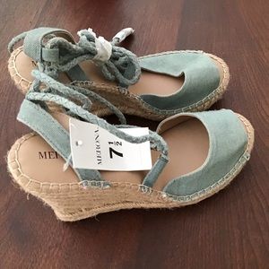 Merona blue denim high heel espadrilles sz 7.5